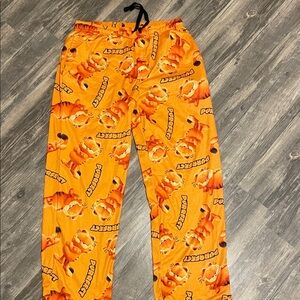 Orange Cartoon Print Kids Pajama Bottoms